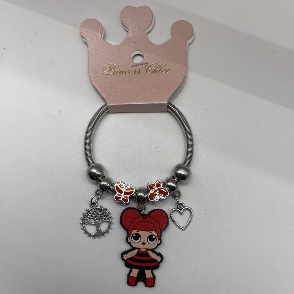 Princess Chloe Girls 3 Piece Bracelet Lot Red Hair Girl Fruits Gummy Bears New